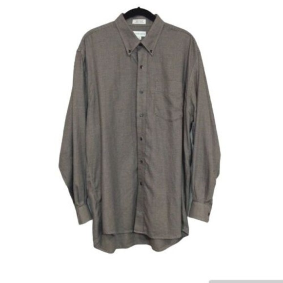 Cutter & Buck L Shirt Mens Large Brown Hounds Tooth Long Sleeve Button Down Top - Picture 1 of 7